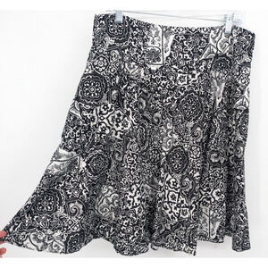 Lauren Ralph Lauren Skirt Womens 12 Black Cotton Paisley A‎ Line Office Career